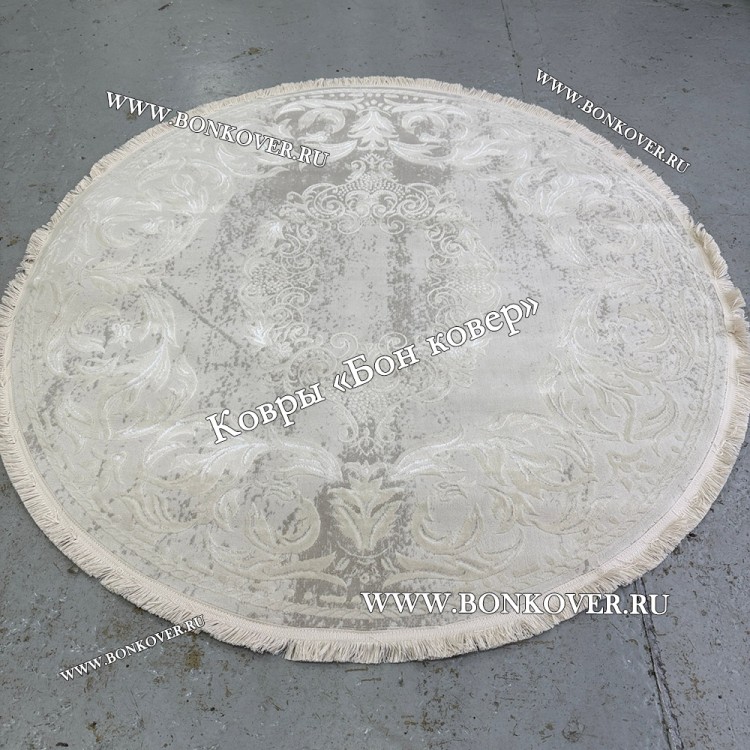 Белый Круглый Ковер Для Гостиной Медальон Дизайн 30533