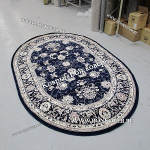 Овальный Ковер Для Гостиной Дизайн 30596 Темно-Синий