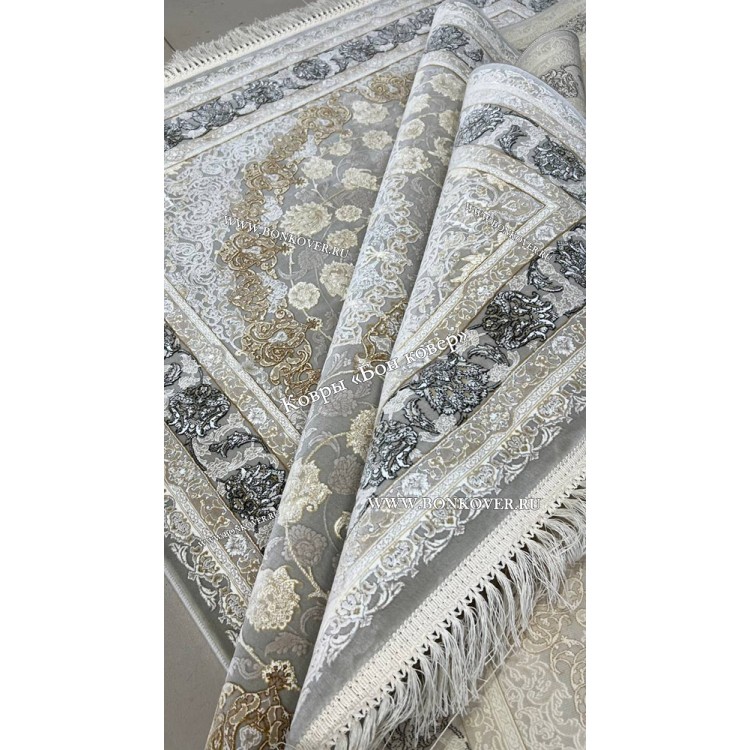 Ковер Медальон Для Гостиной Дизайн 30584 Серый Овал