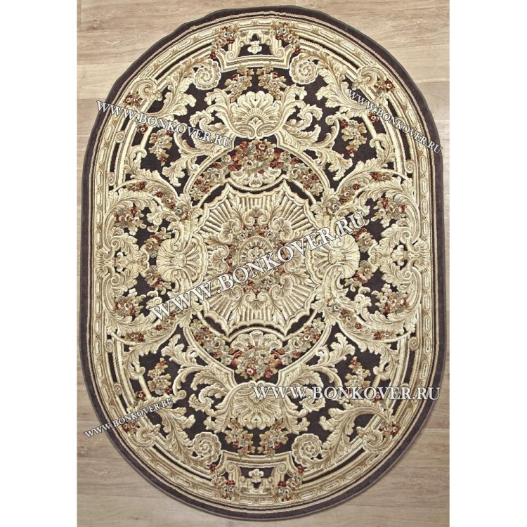 Ковер для Гостиной из Артшелка Дизайн 23 Gold Brown Овал